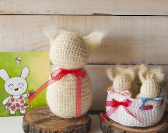 Waldorf Knitted Bunnies family Easter Bunnies Waldorf toys