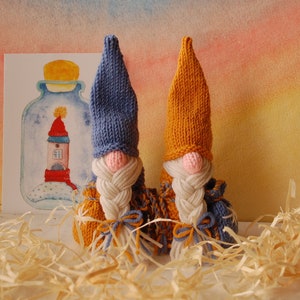 Waldorf Inspired Hand Knitted Gnomes Christmas ornament Gnome doll Rainbow Gnome Wool Gnome Waldorf toys Knit doll gnome Soft gnome figures image 1