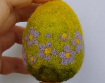 Easter decor Needle felted egg Flower Ornament