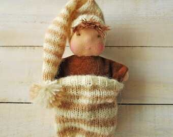 Waldorf doll Waldorf doll baby Steiner doll Pocket doll Knitted baby doll envelop Waldorf toys Cuddle doll Rag doll Textile doll German Doll