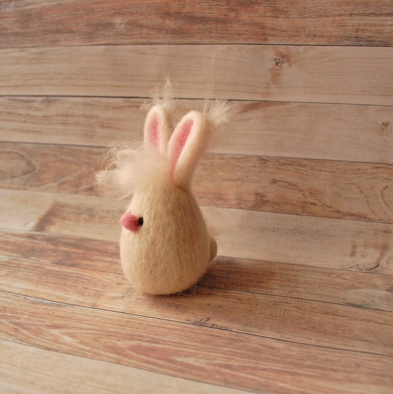Easter Felted Bunny Egg Needle Felt White Rabbit Hoppy Easter - Etsy