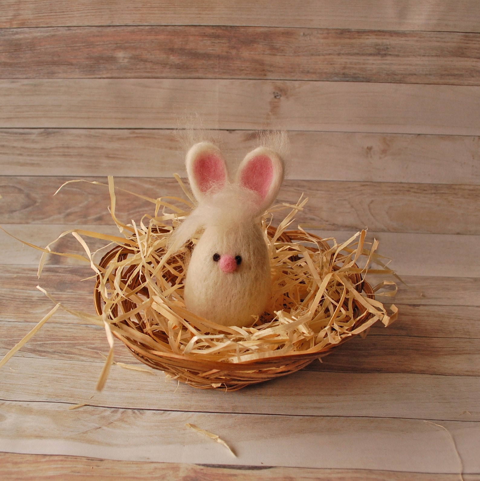 Easter Felted Bunny Egg Needle Felt White Rabbit Hoppy Easter - Etsy