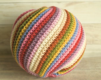 Waldorf knitted multicolored big ball Wool knit varicolored ball Rainbow Ball Waldorf Toys Montessori Ball Sensory Ball Colorful ball Balls