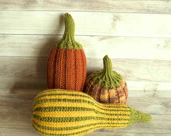 Knitted Wool Pumpkins Set: Waldorf Autumn Toys