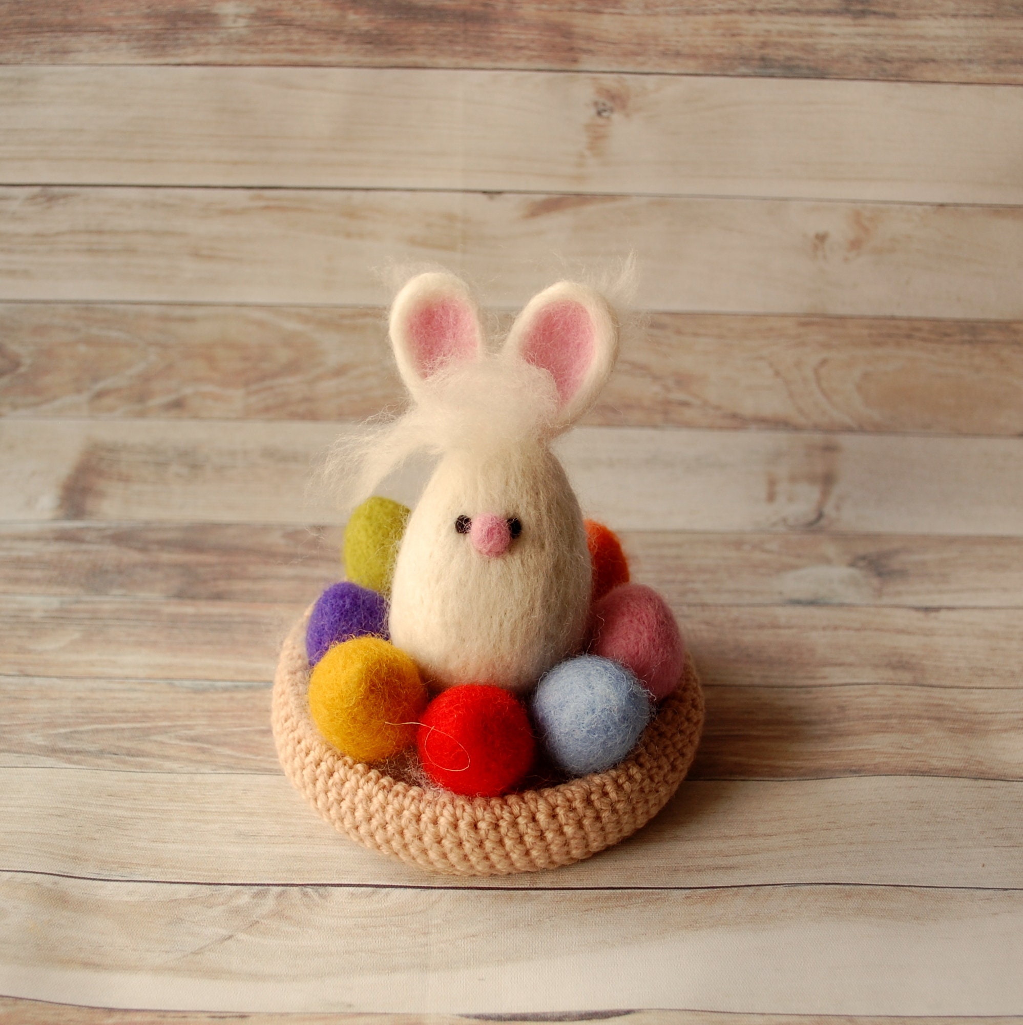 Needle felted Easter Eggs in the crochet basket Easter toys Etsy