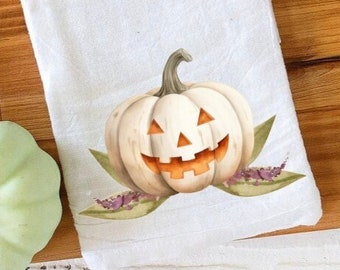 Pumpkin Tea Towel | Halloween Dish Towel | Halloween Decor