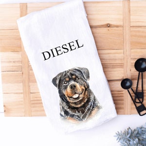 Rottweiler Tea Towel | Personalized Dog Tea Towel | Dog Name Tea Towel | Gift for Dog Lover | Customizable Dog Tea Towel | Rottweiler