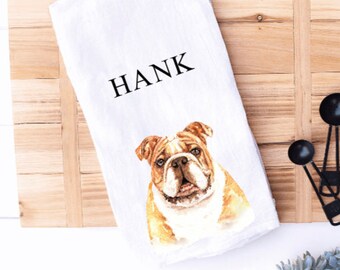 Bulldog Tea Towel | Personalized Bulldog Tea Towel | Dog Tea Towel | Gift for Dog Lover | Gift for Dog Mom | Customizable Dog Tea Towel