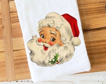 Vintage Santa Tea Towel | Christmas Decor | Christmas Tea Towel | Christmas Gift | Holiday Decor | merry Christmas | Tea Towel | Kitchen