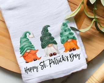 St. Patrick's Day Tea Towel | Gnome Tea Towel | St. Patrick's Day Decor | Tea Towel | St. Patrick's Day Tea Towel | Gnome Tea Towel