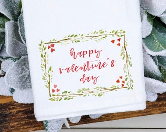 Valentine's Day Tea Towel | Flour Sack Tea Towel | Valentine's Day Decor | Kitchen Linen | Kitchen Decor | Galentine's Day Gift