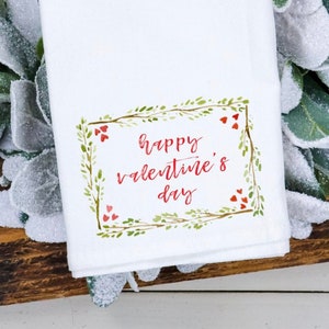 Valentine's Day Tea Towel Flour Sack Tea Towel Valentine's Day Decor Kitchen Linen Kitchen Decor Galentine's Day Gift image 1