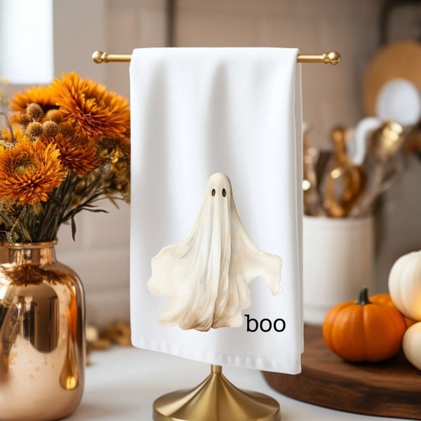 Ghost Tea Towel | Ghost Kitchen Towel | Halloween Decor | Halloween Kitchen Towel