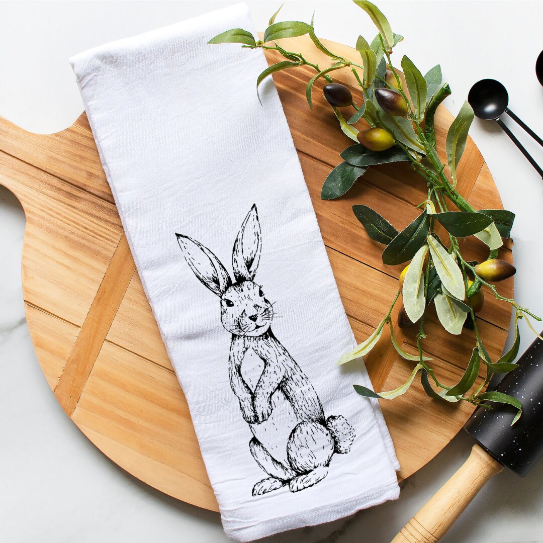 Bunny Tea Towel Rabbit Tea Towel Easter Tea Towel Easter Etsy
