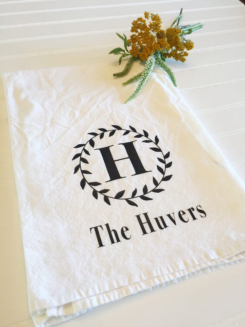 Personalized Tea Towel Last Name Tea Towel Customized Etsy