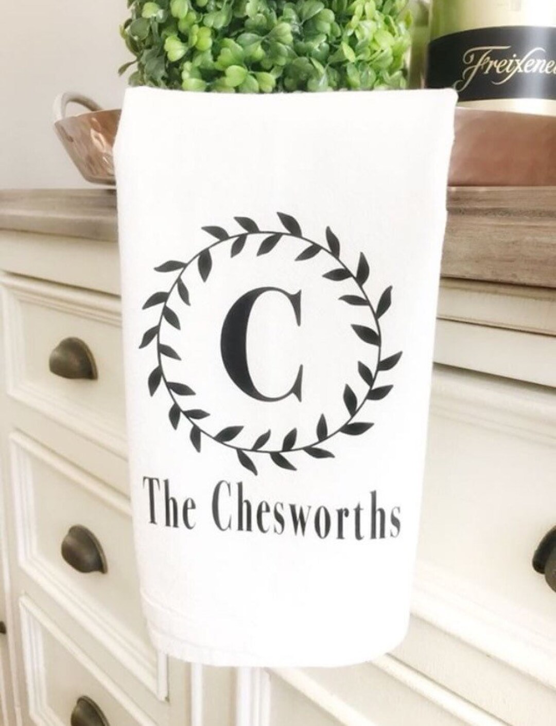 Personalized Tea Towel Last Name Tea Towel Customized Flour Sack