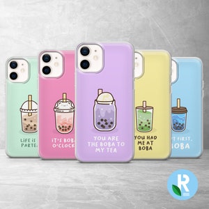 Boba Phone Case Bubble Tea Cover for iPhone 14 Pro, 13, 12, 11, XR, 7, 8, Samsung S23, S22, S21FE, A53, A14, A13, Pixel 7, 6A