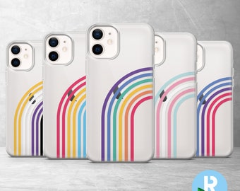 Cute Rainbow Phone Case LGBTQ pride Cover for iPhone 14 Pro, 13, 12, 11, XR, 7, 8, Samsung S23, S22, S21FE, A53, A14, A13, Pixel 7, 6A