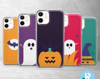 Halloween Phone Case Cute Spooky Cover for iPhone 14 Pro, 13, 12, 11, XR, 7, 8, Samsung S23, S22, S21FE, A53, A14, A13, Pixel 7, 6A
