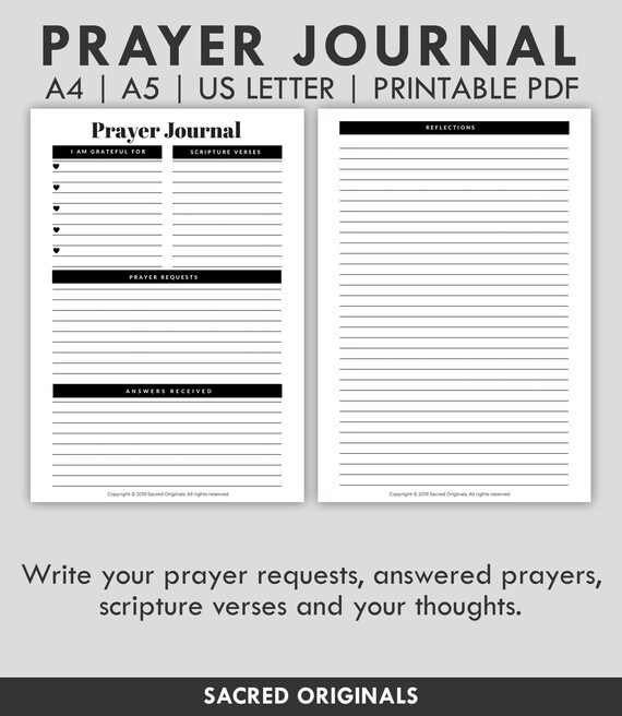 Prayer Journal Printable A5 Planner Inserts Bible Journaling Bible Study Journal Christian Planner Prayer Journal Printable A5 Planner Inserts Bible Journaling Bible Study Journal Christian Planner