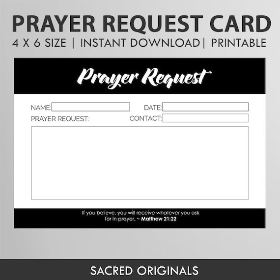 Prayer Cards Printable 4x6 Prayer Request Card Bible Verse | Etsy