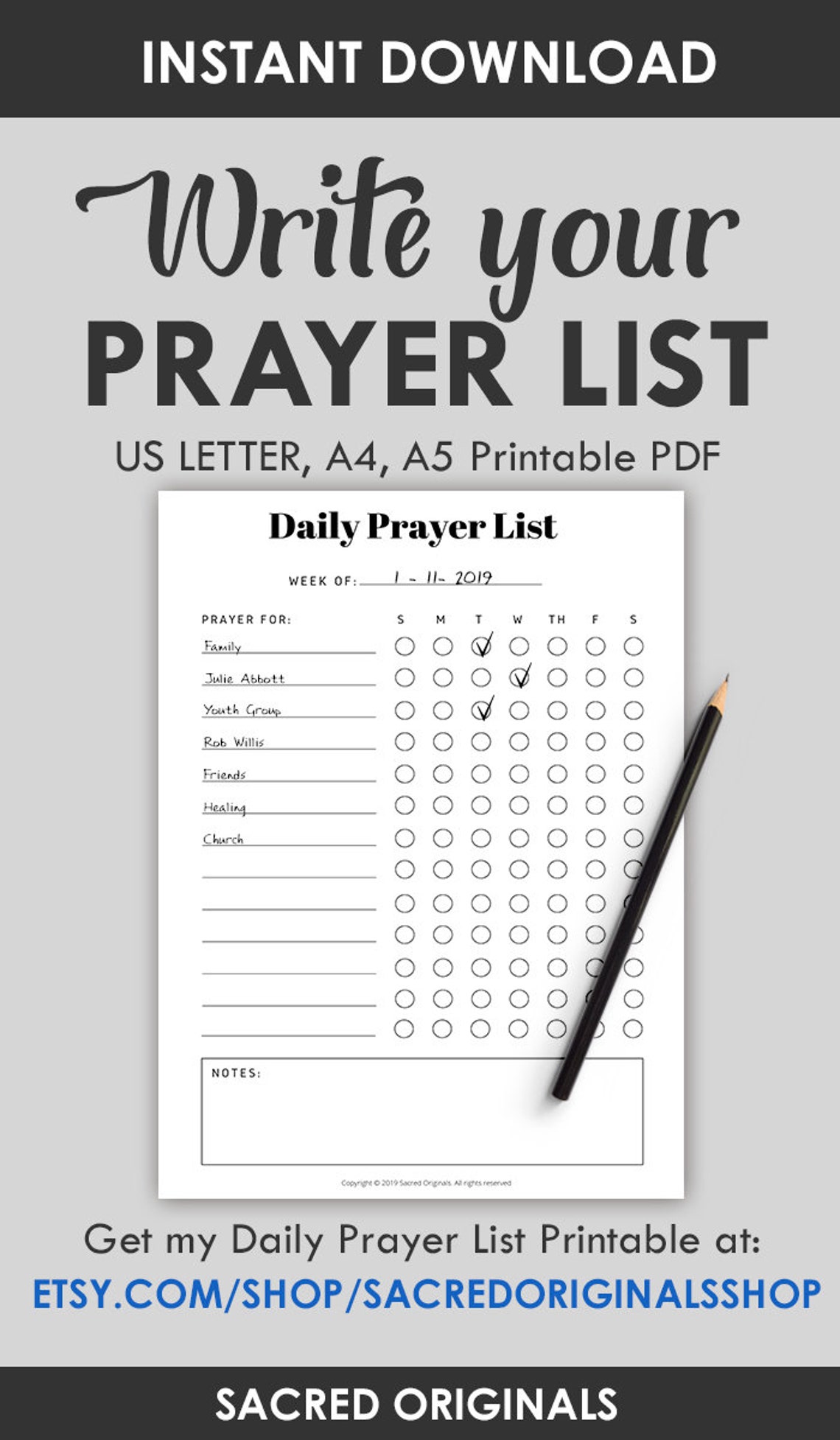 Prayer List Printable A4 A5 Planner Inserts Prayer Journal | Etsy