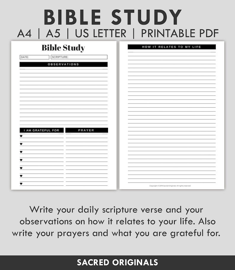 Bible Study Planner Inserts A5 Planner Inserts Bible Etsy