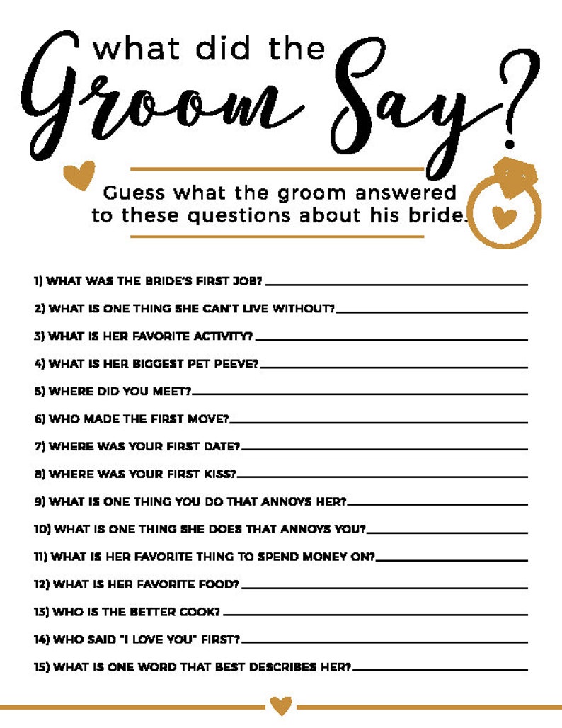 Bridal Shower Game Questions To Ask The Groom Gigaportal February
