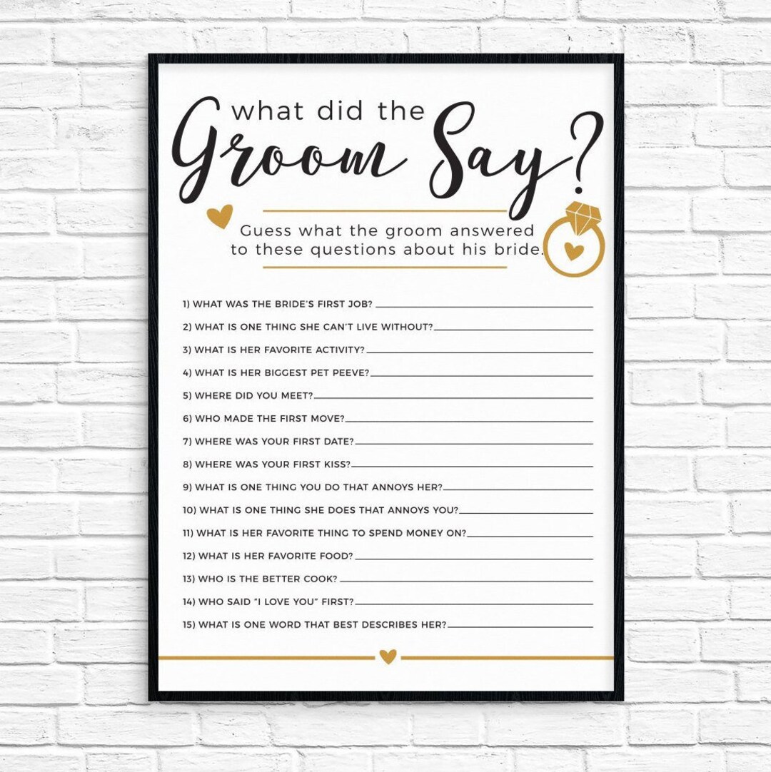 What Did The Groom Say Bridal Shower Game