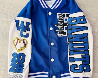 Giacca stile college personalizzata per ragazzi: qualsiasi sport, qualsiasi colore, modello letterman