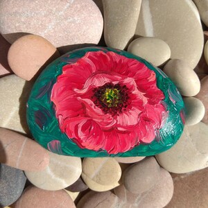Painted rocks, Oriental poppy flower, fridge magnet, painted rocks, Oriental poppy flower, fridge magnet, painted rocks, Oriental poppy