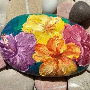 Flower painted rocks, desk paperweight decor, flower painted rocks, desk paperweight decor, flower painted rocks, desk paperweight decor.