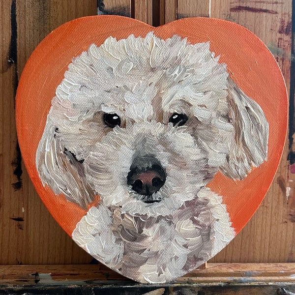 Heart shaped canvas single pet portraits