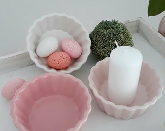 Ø: 20 cm Brocante Backform Shabby weiß French Wellenrand Deko Schale
