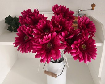 Frühlingsdeko Gerbera in pink langstielig Seidenblume Künstlich