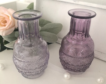 Set of 2 vintage glass vases flower vase table decoration