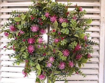 Meadow wreath with clover artificial door wreath table wreath spring