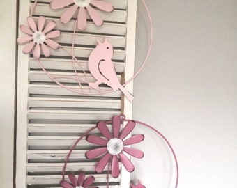 Window decoration ring with bird made of metal decorative hanger spring decoration door decoration