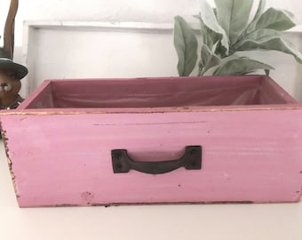 Spring decoration wooden drawer vintage style pink planter wooden box