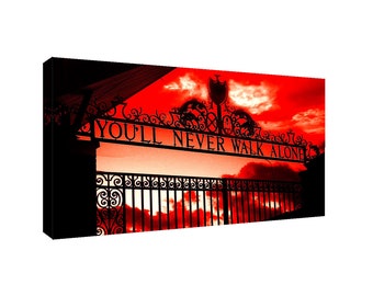 Liverpool You'll Never Walk Alone CANVAS WALL ART Picture Print - Red