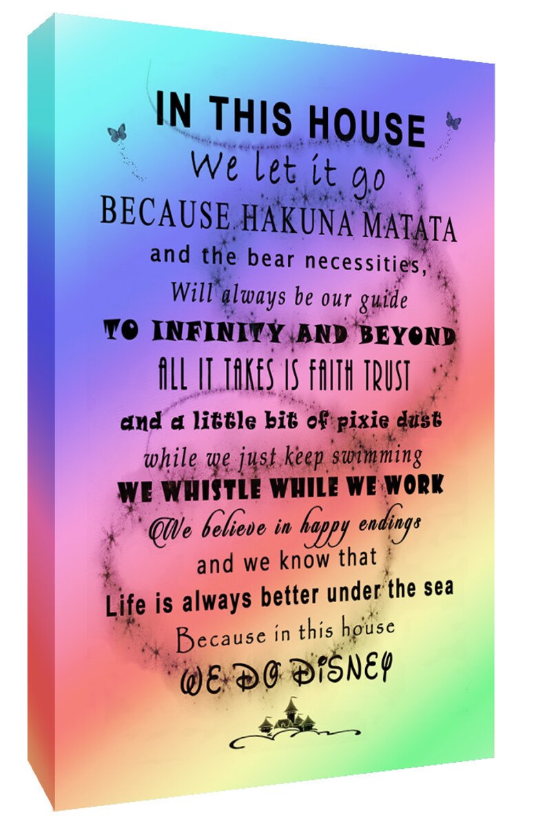 We Do Disney in This House Quote on CANVAS WALL ART Picture - Etsy UK