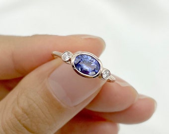 Real Tanzanite Diamond Engagement / Diamond Cluster Ring / Tanzanite Wedding Ring / Diamond Wedding Ring / Diamond Ring / 14k Tanzanite Ring