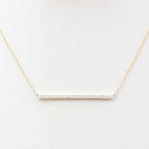 1.5&quot; Diamond Bar Necklace / 14K Solid Gold Diamond Necklace / Fashionable Necklace / 14k Gold Necklace / Graduation gift / Layering Necklace