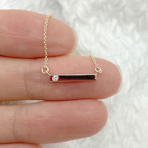 Gold Bar Necklace / Dainty Diamond Bar Necklace / 14k Diamond Necklace / Layering Necklace / Mother&#39;s Day Gift / Gift for Mom
