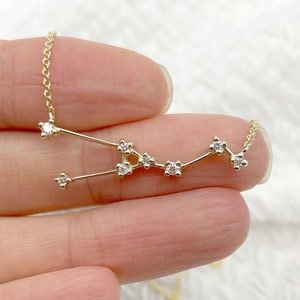 Taurus Zodiac Necklace: Dainty 14k Gold Diamond Sign Pendant