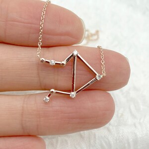 14k Gold Libra Zodiac Diamond Necklace: Star Sign Pendant