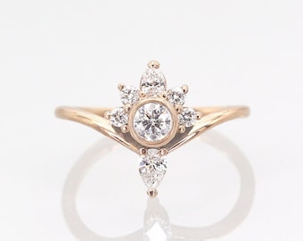 Natural Diamond Engagement Ring / 14k Solid Gold Diamond Wedding Ring / 14k Bridal Ring / Promise Ring / Diamond Ring / Anniversary Gift
