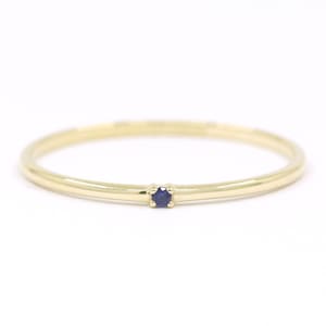 1.2mm Simple Sapphire Ring / Dainty Sapphire Band / 14k Gold Wedding Band / Gold Stack Ring / 14k Solid Gold Ring / Birthday Gift for Her