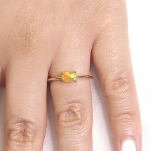 Natural Opal Engagement Ring / Simple Opal Ring / 14k Opal Wedding Ring / Wedding Band / Solitaire Ring / Bridal Ring / Promise Ring