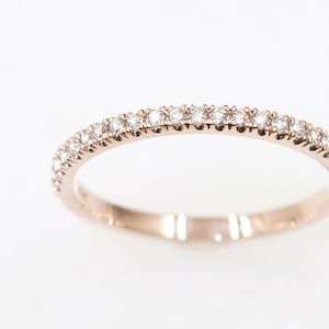Dainty Half Eternity Band / 14k Solid Gold Wedding Ring / Diamond Wedding Band / Diamond Ring / Micro Pave Diamond Band / Stackable Band